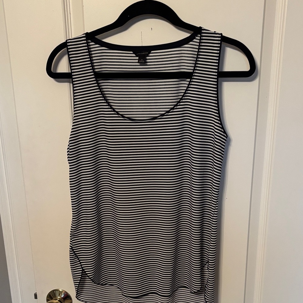 Ann Taylor Monochrome Striped Tank Top